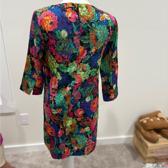 HD in Paris Blue and Black Sheath Dress 3/4 Sleeve Scoop Neck - Picture 2 of 2